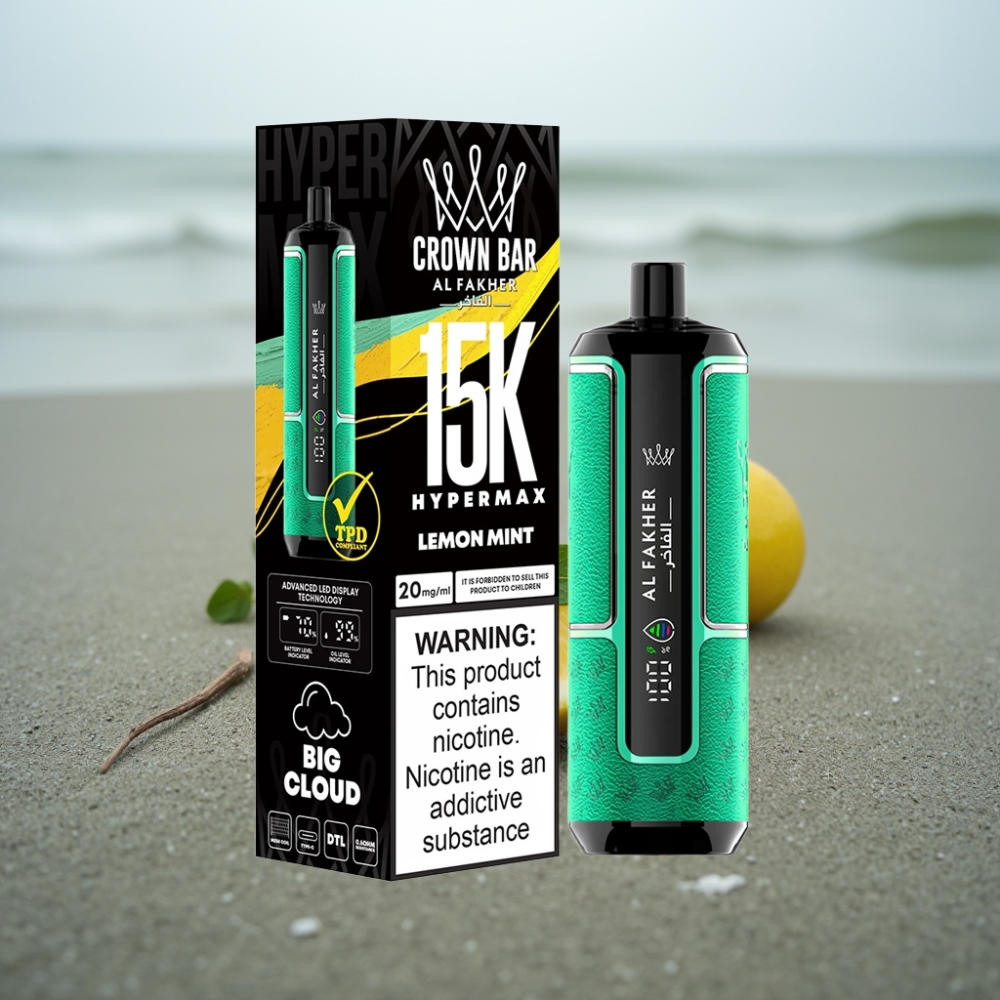 Al Fakher Crown Bar 15K Hypermax DTL 22ml 6mg Lekko Przenośny Lemon Mięta