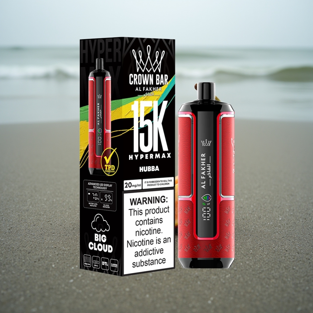 Al Fakher Crown Bar 15K Hypermax Jednorazowy E-papieros Hubba 22ml 600mAh USB-C