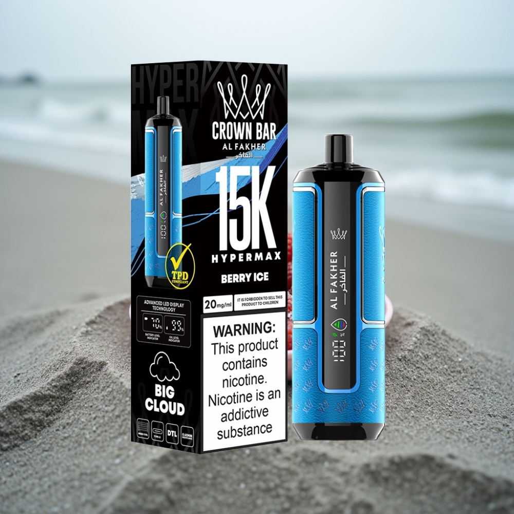 Al Fakher Crown Bar 15K Hypermax Jednorazowy E-papieros Jagód Lód 22ml 600mAh Type-C