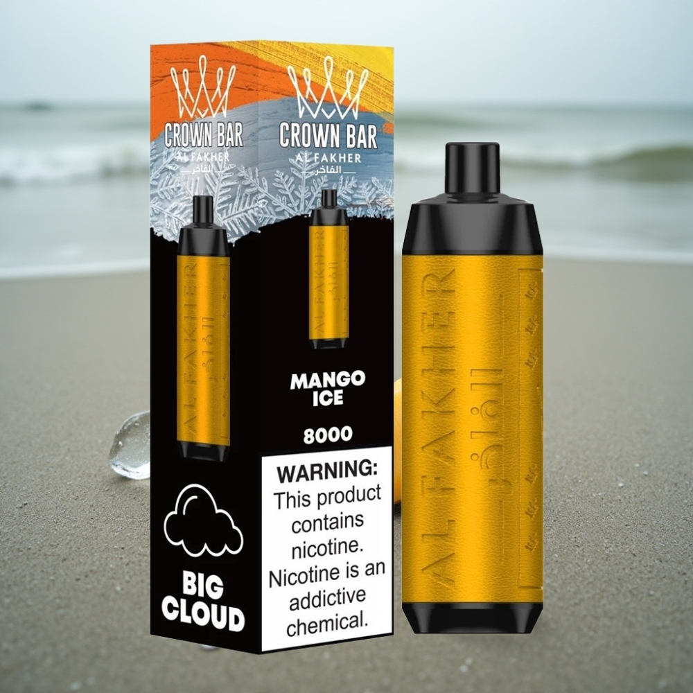 Al Fakher Crown Bar 8000 Crystal 18ml 5mg Mango Lód Jednorazowy E-Papieros