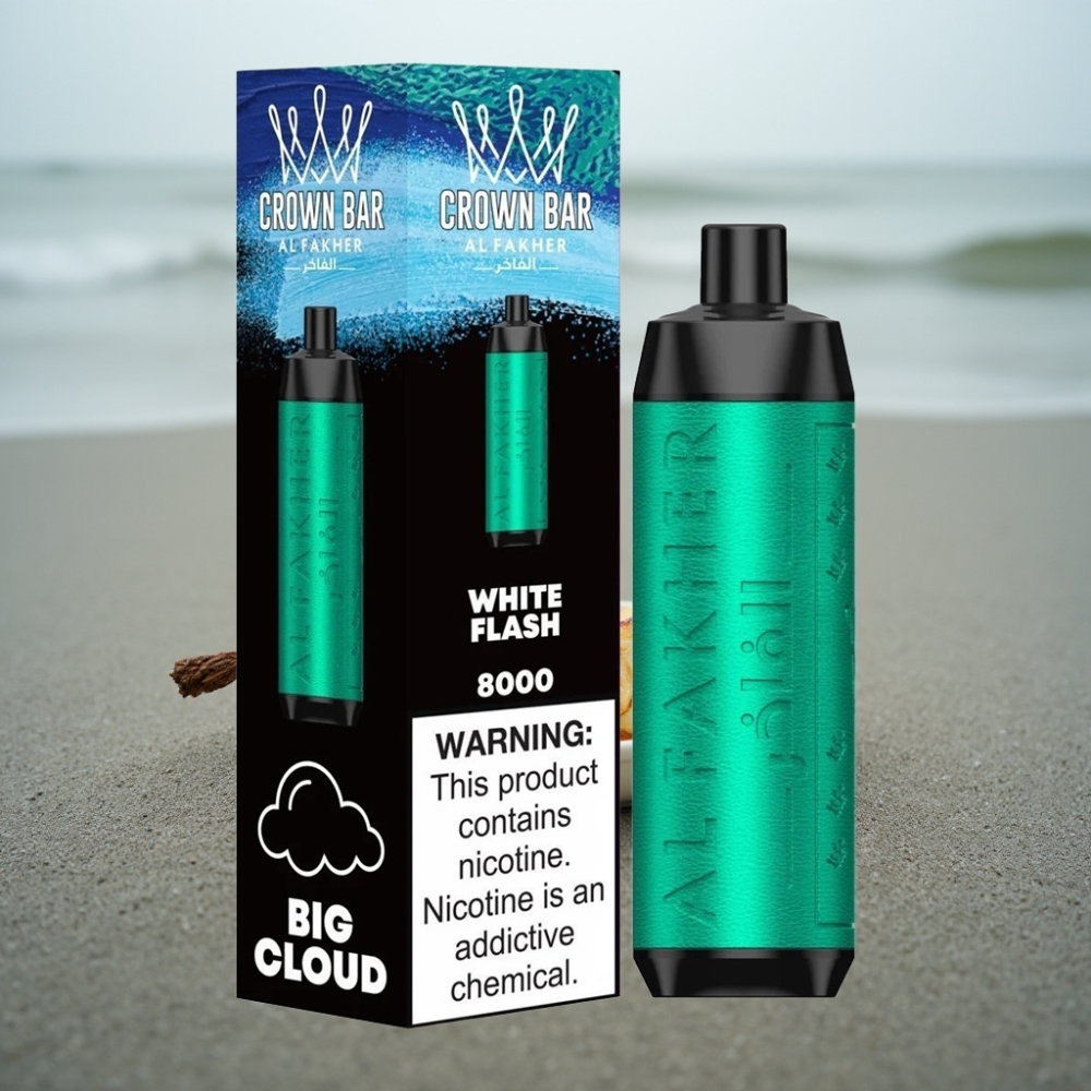 Al Fakher Crown Bar 8000 Crystal Disposable Vape Biały Błysk 18ml 5mg 06ohm