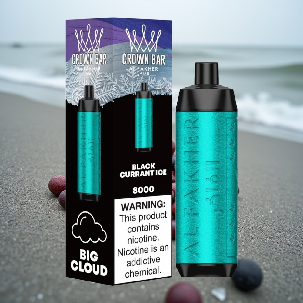 Al Fakher Crown Bar 8000 Crystal Disposable Vape Czarna Porzeczka Lód 18ml 5mg