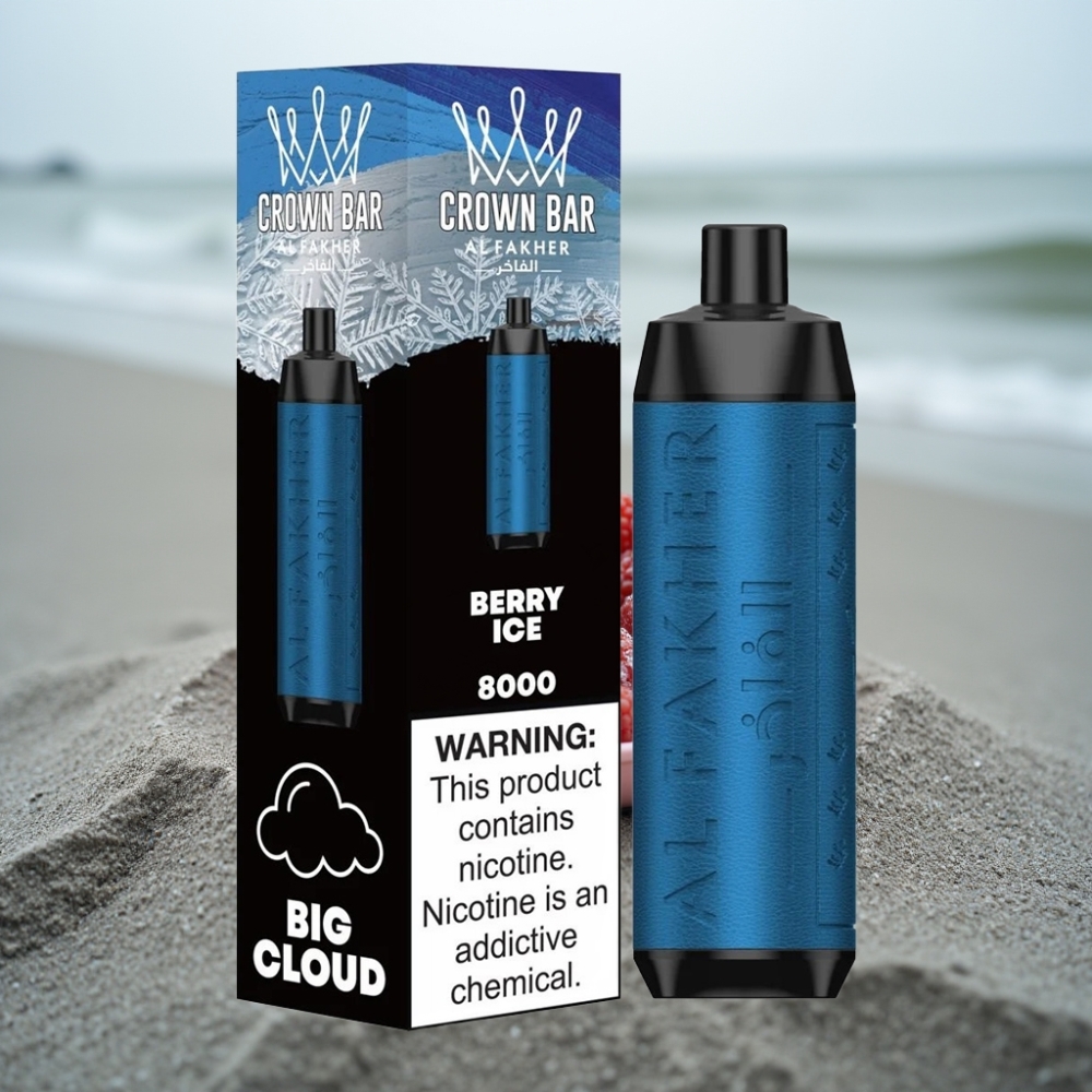 Al Fakher Crown Bar 8000 Crystal Disposable Vape Jagodowy Lód 18ml 5mg USB-C