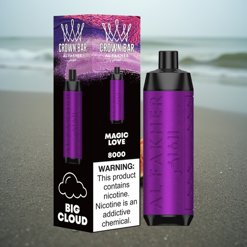 Al Fakher Crown Bar 8000 Crystal Disposable Vape Magiczna Miłość 18ml 5mg 8000 Puffów USB-C
