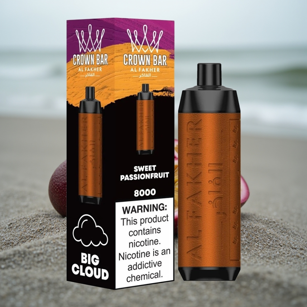 Al Fakher Crown Bar 8000 Crystal Disposable Vape Słodka Męczennika 18ml 5mg USB-C