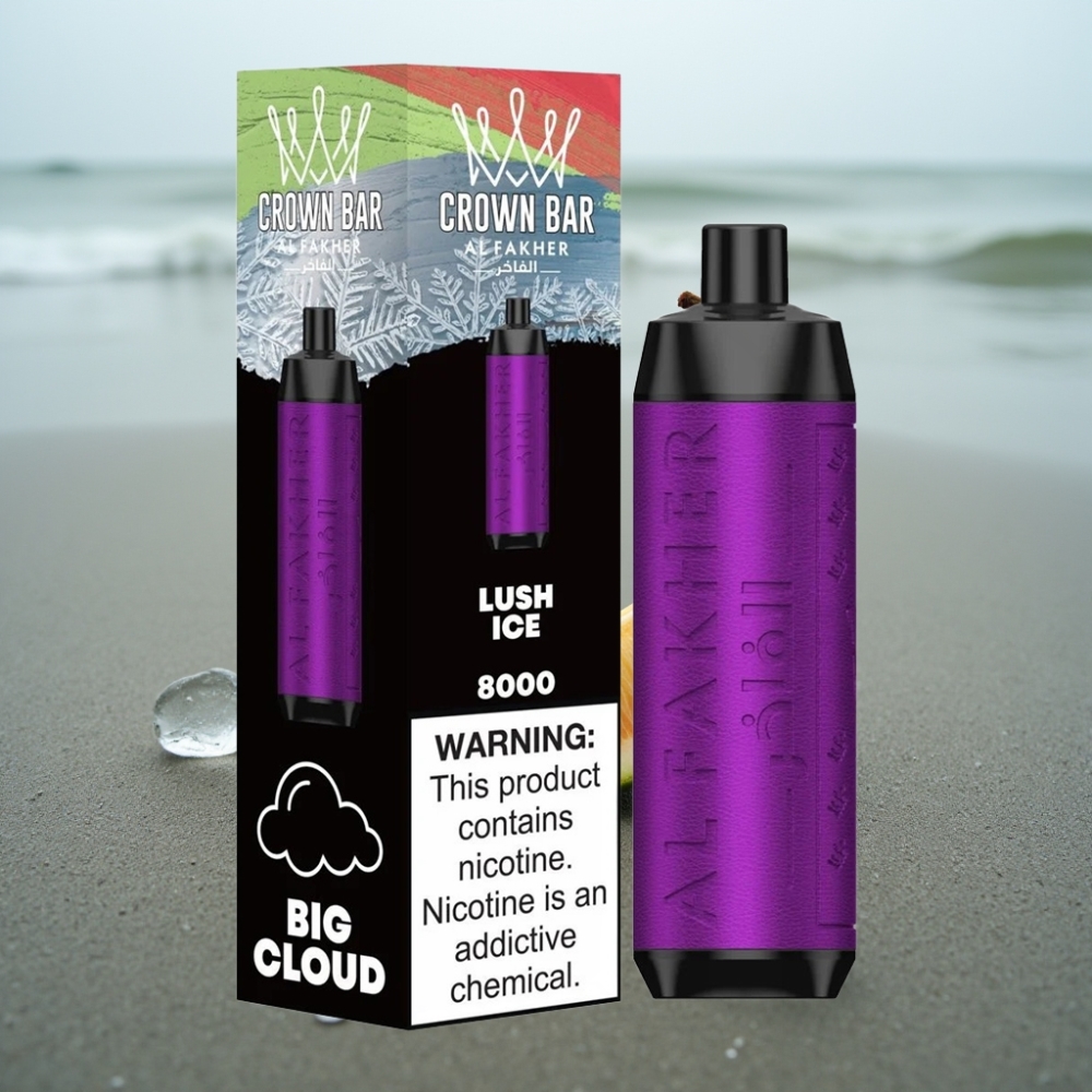 Al Fakher Crown Bar 8000 Crystal Jednorazowy E-papieros Lodowy Lush 18ml 5mg USB-C