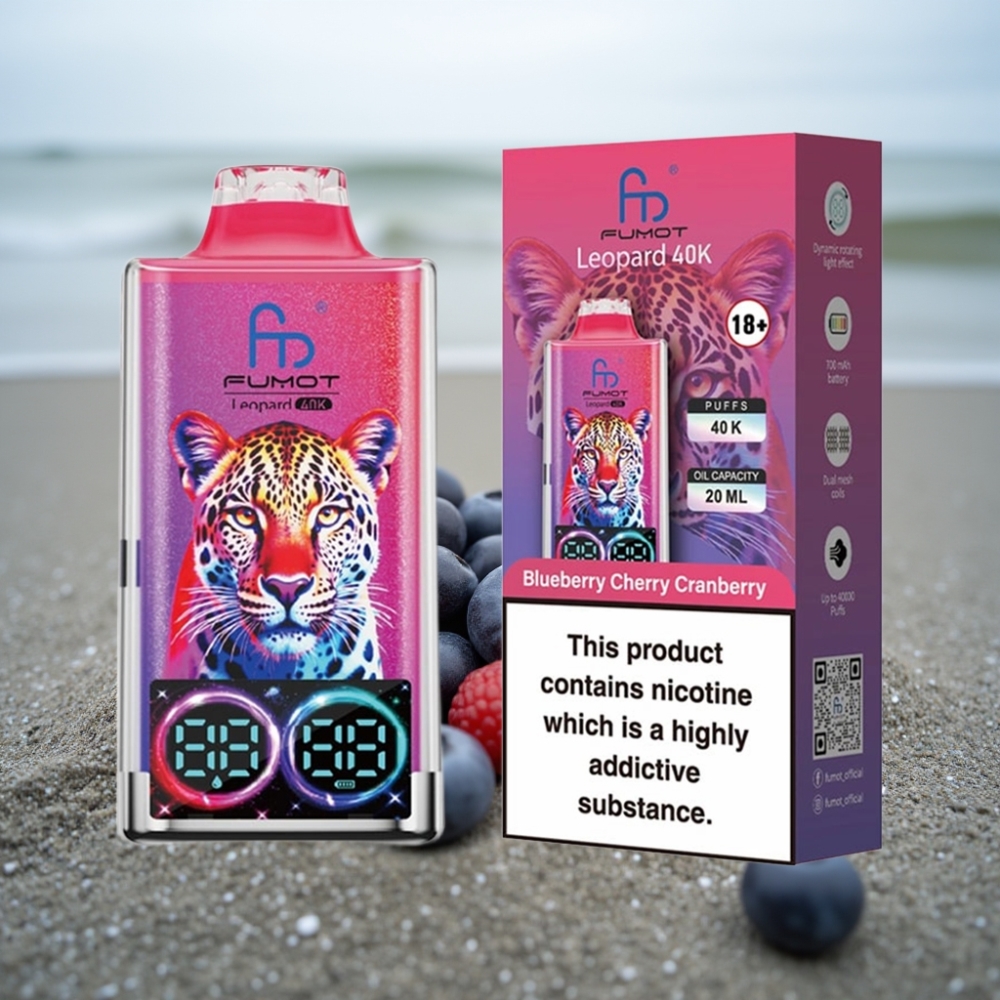 Fumot Leopard 40K Puffs Disposable Vape Borówka Wiśnia Żurawina 700mAh Dual Mesh Type-C