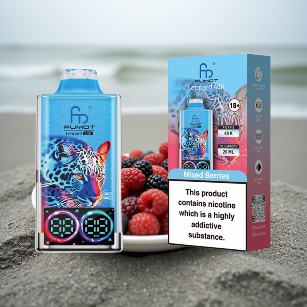 Fumot Leopard 40K Puffs Disposable Vape Jagody Mieszane Dual Mesh 700mAh Type-C