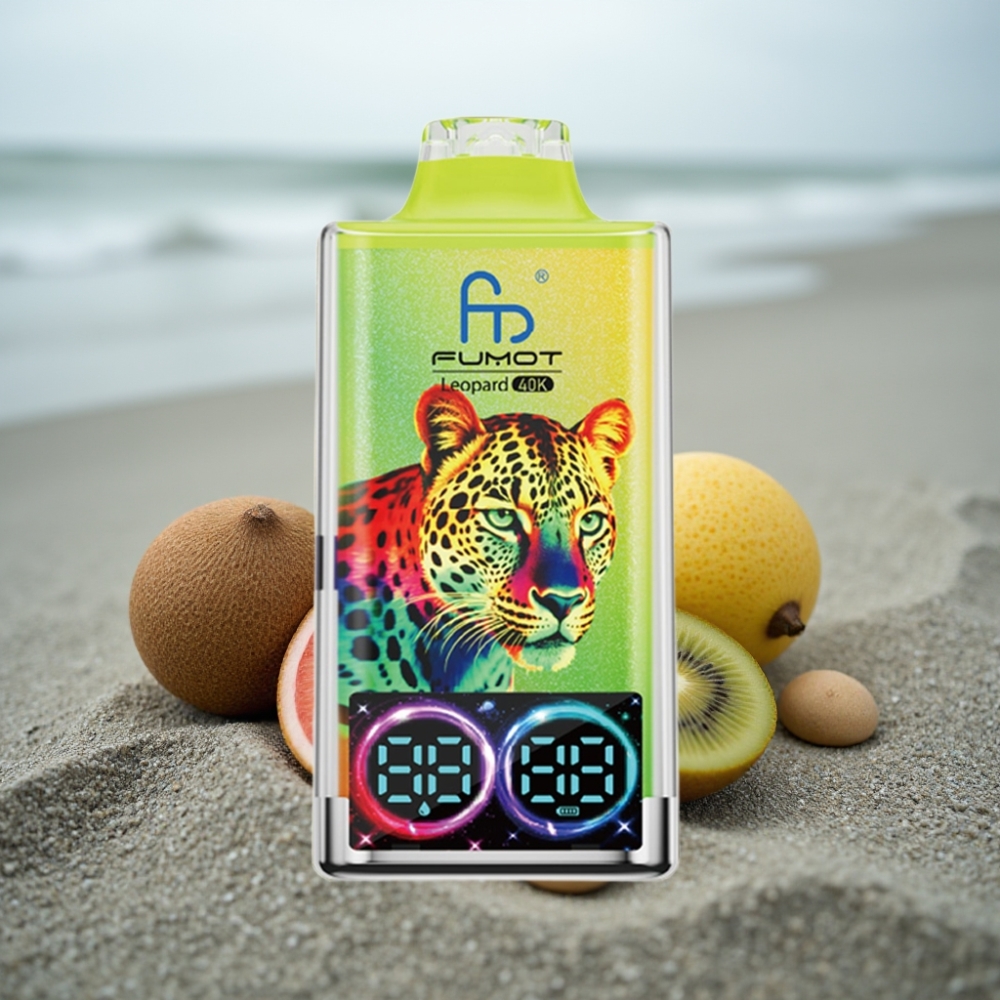 Fumot Leopard 40K Puffs Dual Mesh 700mAh Kiwi Marakuja Gujawa Typ-C Cyfrowy Wyświetlacz
