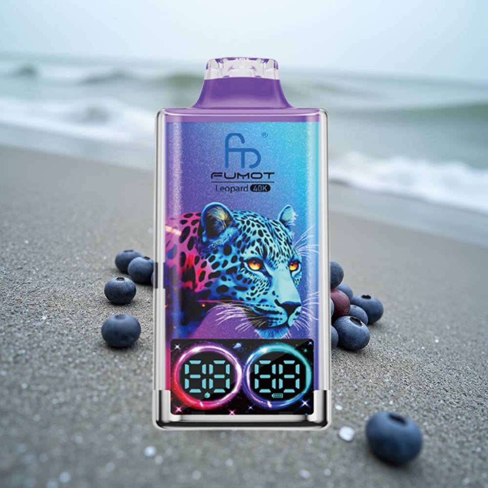 Fumot Leopard 40K Puffs Dual Mesh Disposable Vape Borówka Lód 0/2/3/5 Nikotyna 700mAh Type-C Cyfrowy Wyświetlacz