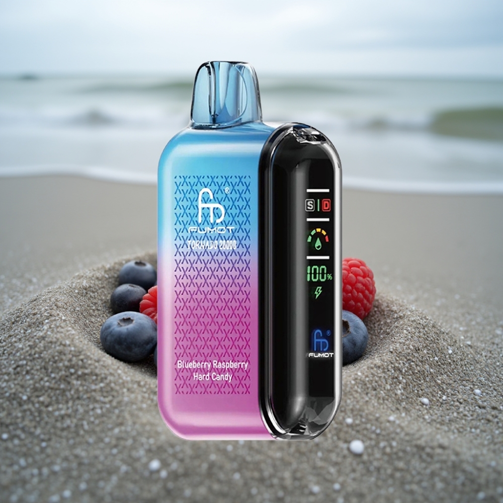 Fumot Tornado 20000 Puffs Dual Mesh Coil 20ml 850mAh Smart Display Borówka Malina Cukierek