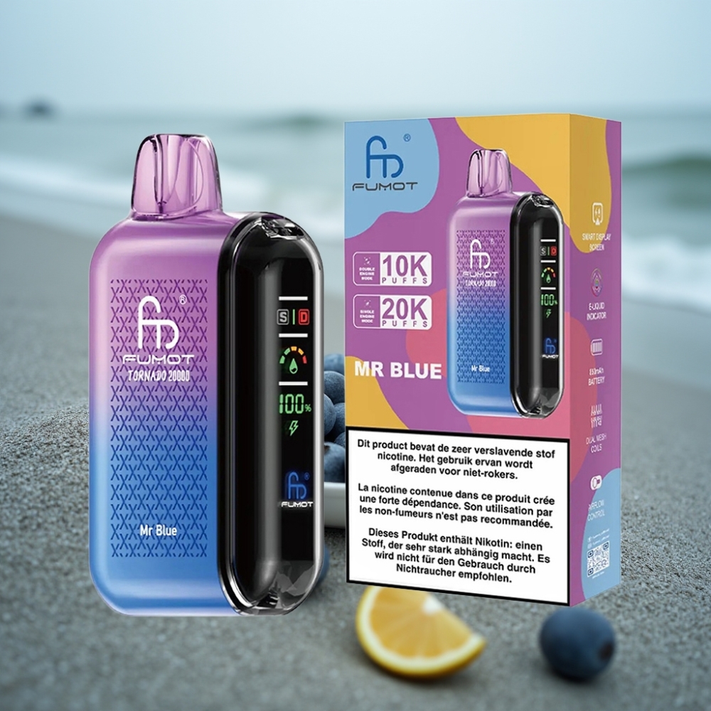 Fumot Tornado 20000 Puffs Dual Mesh Coil 20ml 850mAh Smart Display Mr Blue