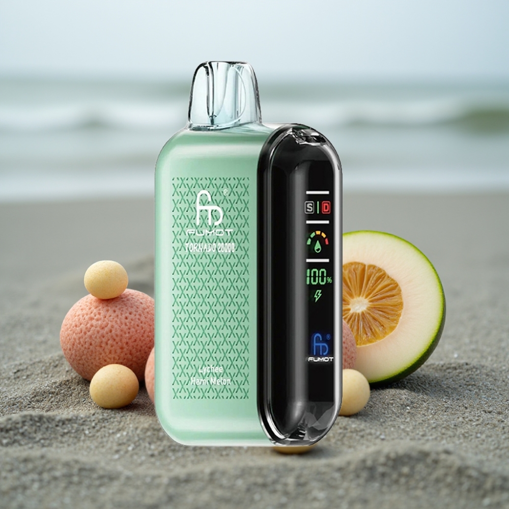Fumot Tornado 20000 Puffs Pod Jednorazowy Dual Mesh 20ml Smak Liczi Melon Hami
