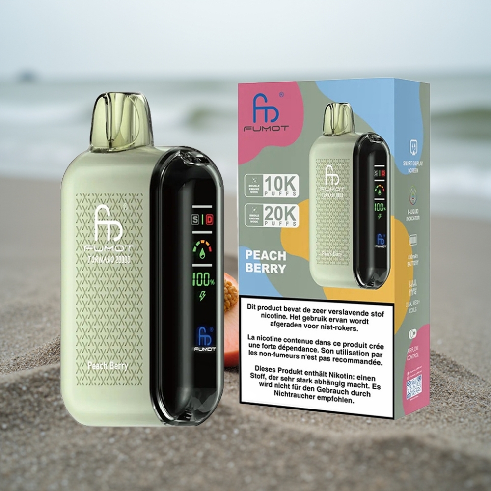 Fumot Tornado 20000 Puffs Podwójna Siatka 20ml Brzoskwiniowo-Jagodowy