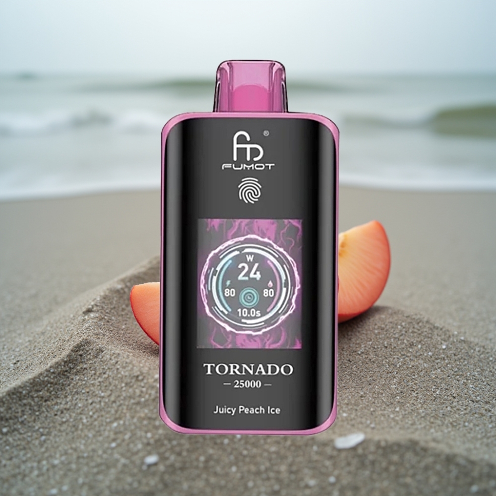 Fumot Tornado 25000 Puffs Ekran HD Akumulator 700mAh 20ml Sokowa Brzoskwinia Lód Port Type-C