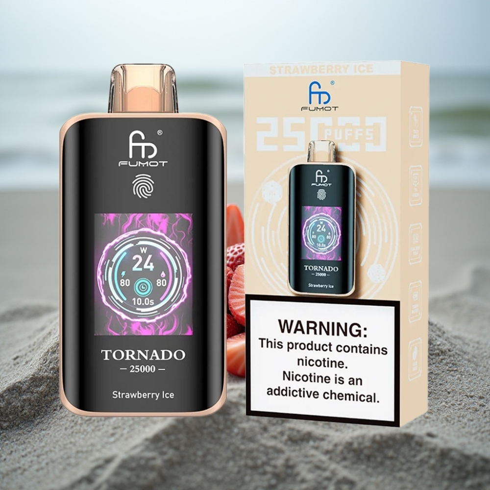 Fumot Tornado 25000 Puffs Ekran HD Akumulator 700mAh Smak Truskawkowy Lód