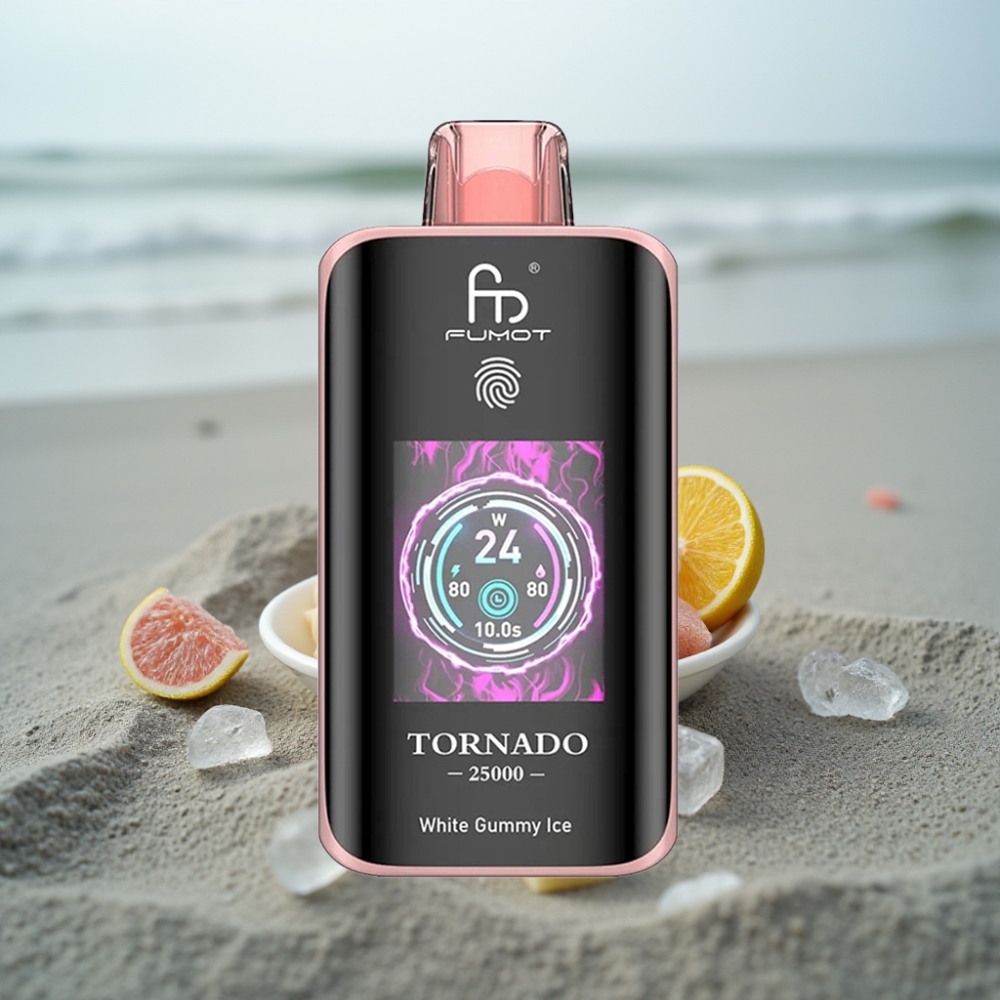 Fumot Tornado 25000 Puffs HD Ekran 700mAh Biały Gumiak Lód 20ml