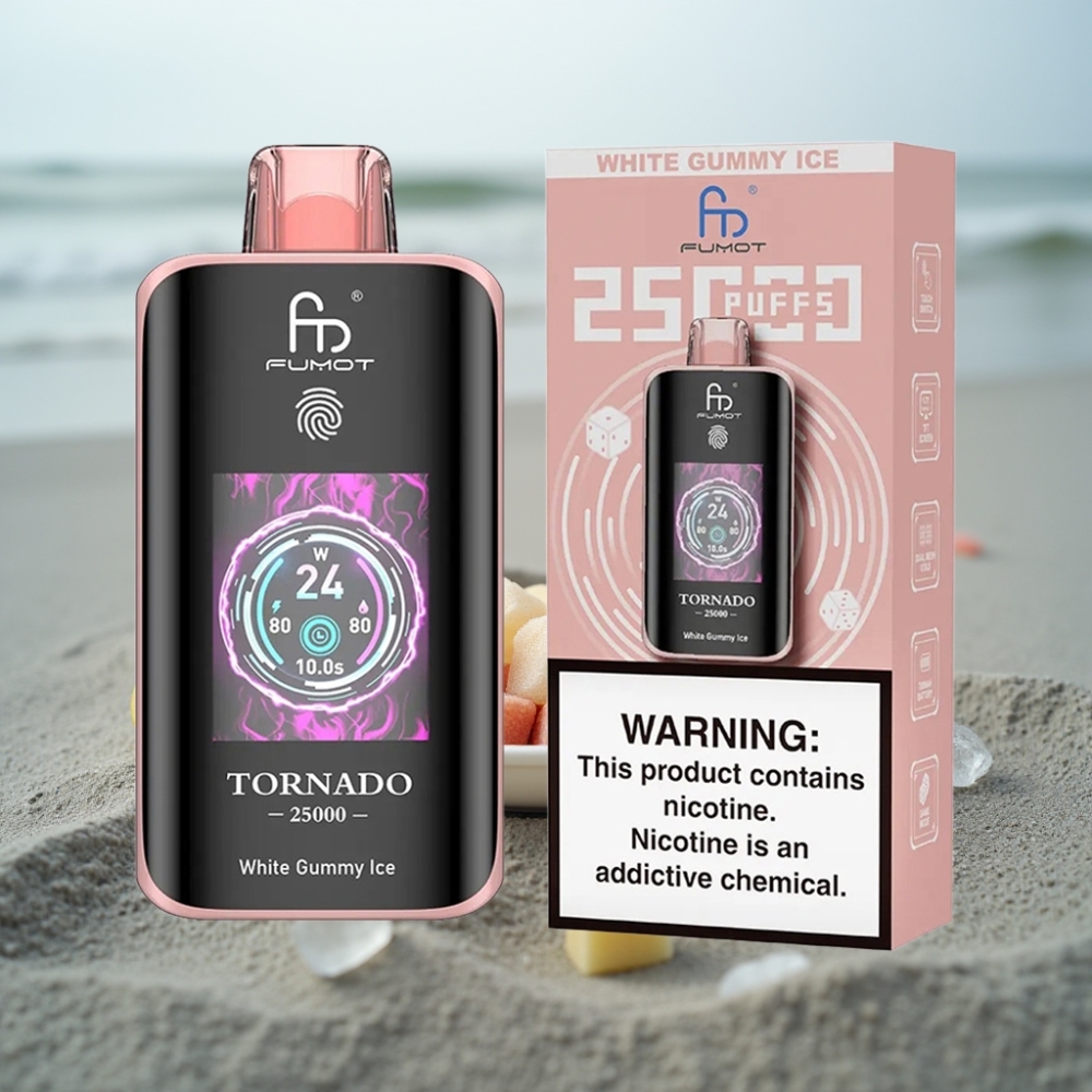 Fumot Tornado 25000 Puffs HD Ekran 700mAh Biały Gumiak Lód 20ml