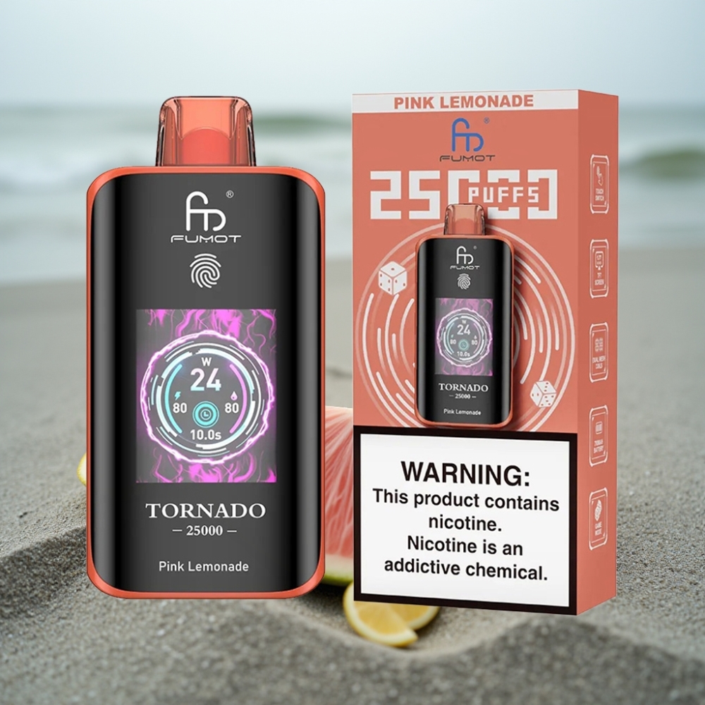 Fumot Tornado 25000 Puffs HD Ekran 700mAh Różowa Lemoniada