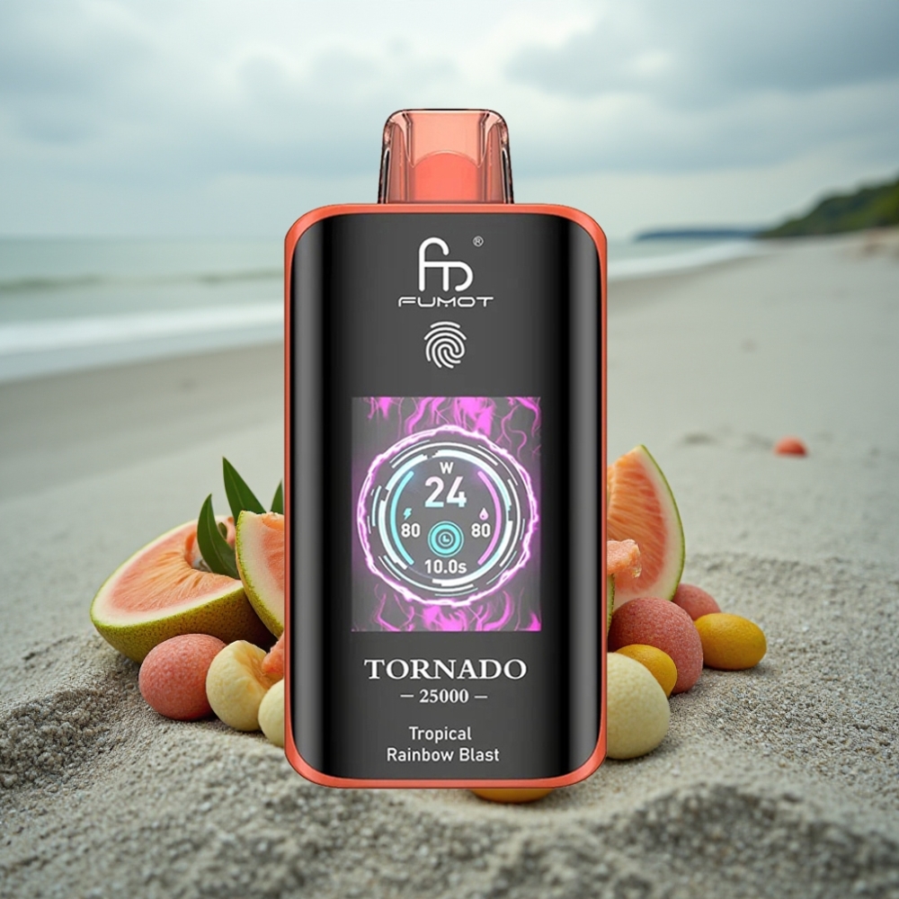 Fumot Tornado 25000 Puffs HD Ekran 700mAh Ładowanie Type-C Tropikalna Tęcza