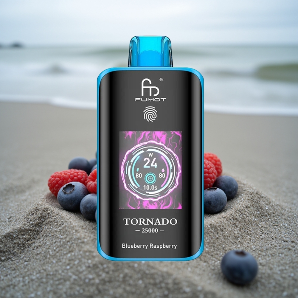 Fumot Tornado 25000 Puffs HD Ekran 700mAh Ładowany Smak Borówka Malina