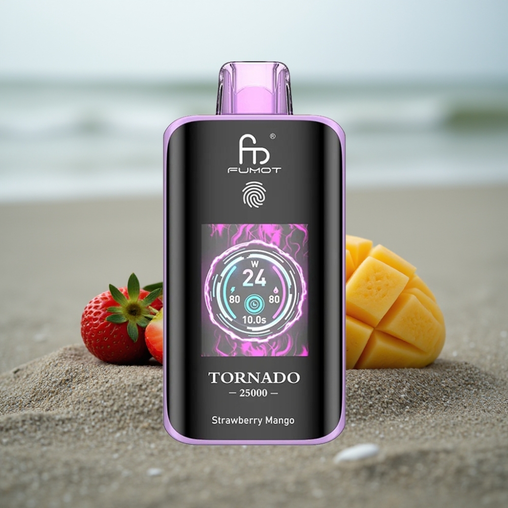 Fumot Tornado 25000 Puffs HD Ekran 700mAh Ładowany Smak Truskawka Mango