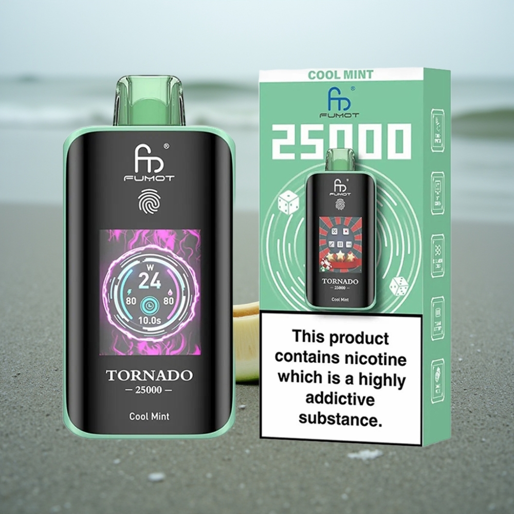 Fumot Tornado 25000 Puffs HD Ekran Ładowany Typem-C Miętowy Chłód