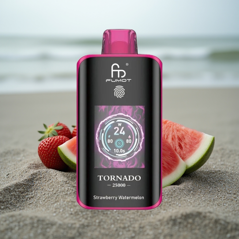 Fumot Tornado 25000 Puffs HD Ekran Ładowarka 700mAh Smak Truskawka Arbuz