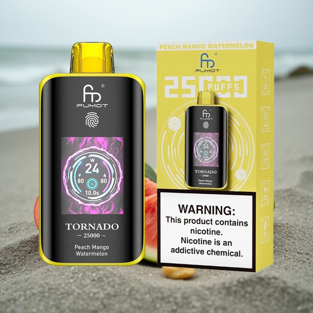 Fumot Tornado 25000 Puffs Ładowany 700mAh 20ml Brzoskwinia Mango Arbuz