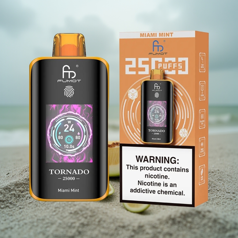 Fumot Tornado 25000 Puffs Ładowany Ekran HD Miętowy Miami 20ml 700mAh Type-C