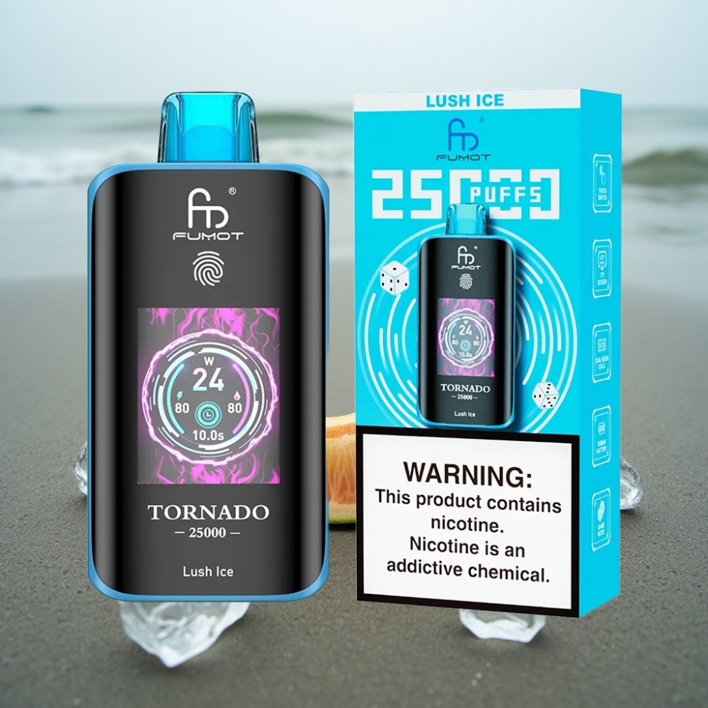 Fumot Tornado 25000 Puffs Łagodny Lód z Ekranem HD 700mAh 20ml USB-C