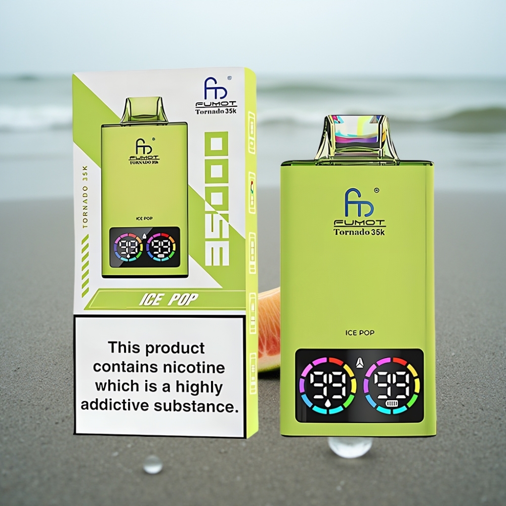 Fumot Tornado 35K Disposable Vape 35000 Puffów Dual Mesh Coil Lodowy Sorbet 15ml USB-C