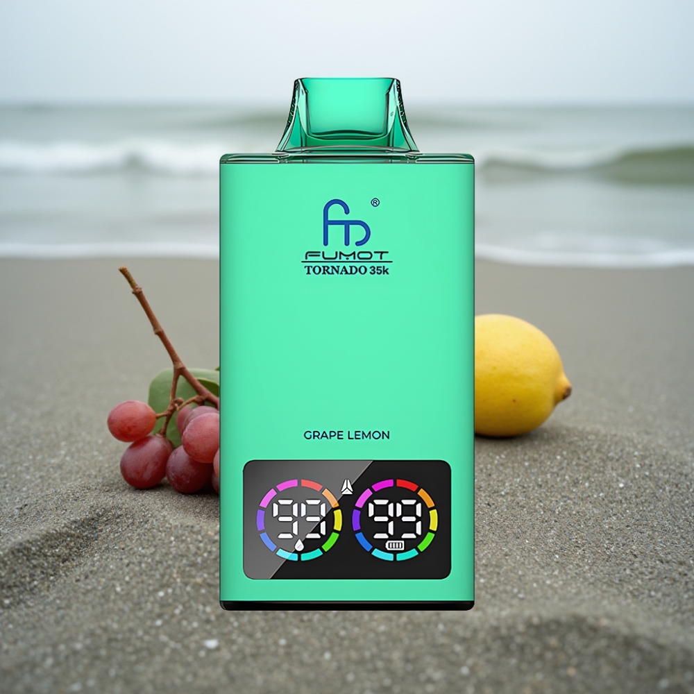 Fumot Tornado 35K Disposable Vape 35000 Puffów Dual Mesh Coil Winogrono Cytryna USB-C