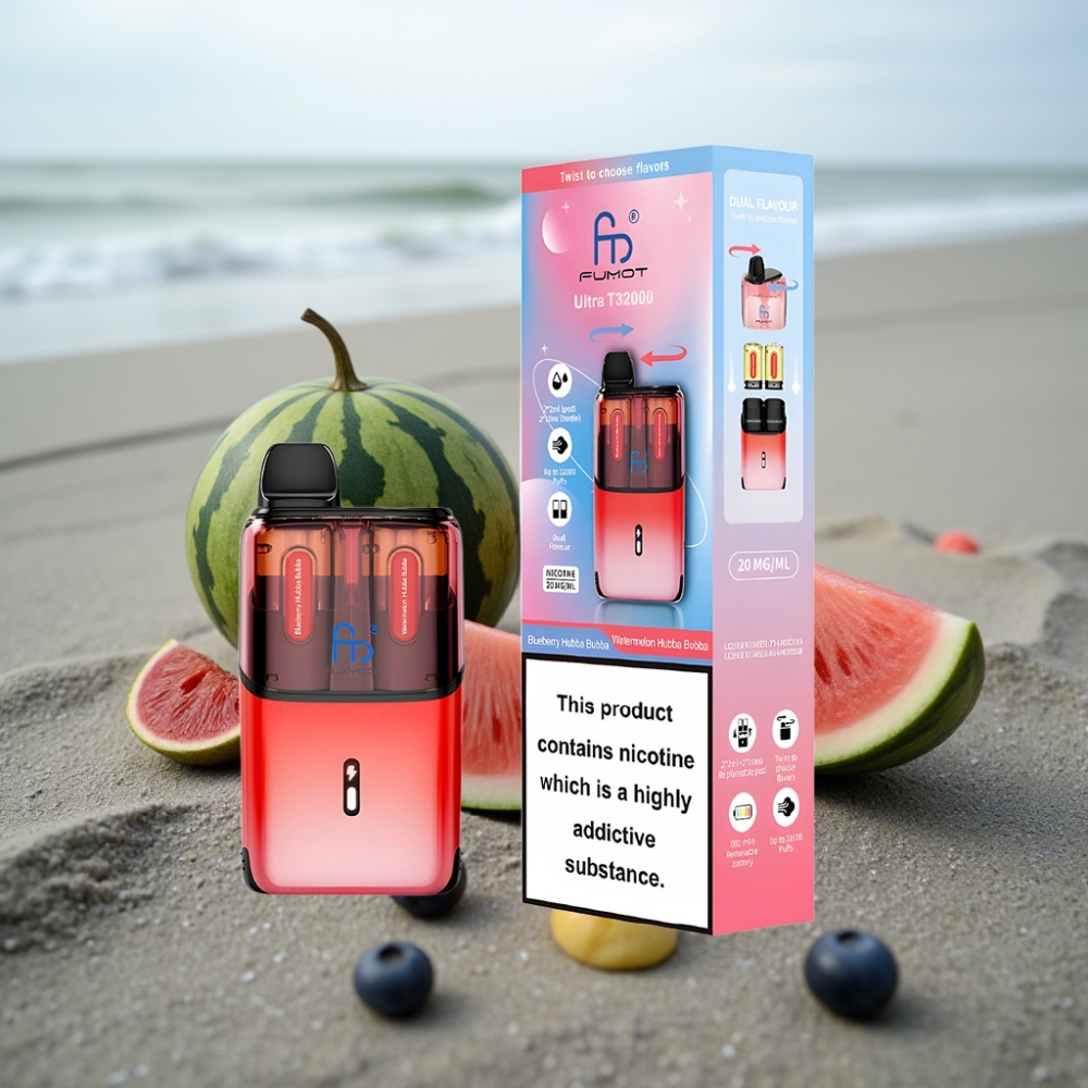 Fumot Ultra T32000 Disposable Vape 32000 Puffów Typ-C 24ml Smak Jagoda Hubba Bubba - Arbuz Hubba Bubba