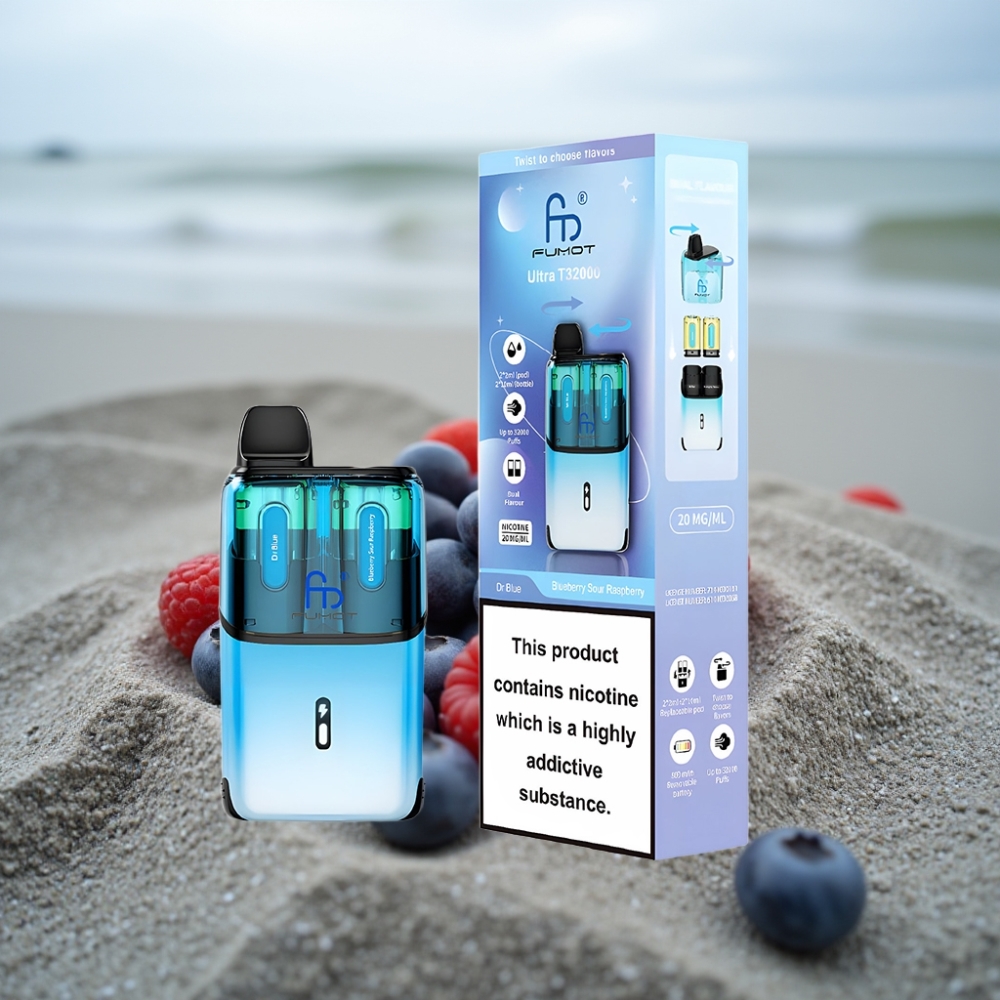 Fumot Ultra T32000 Disposable Vape Dr Blue - Jagodowo-Kwaśna Malina 32000 zaciągnięć 800mAh Type-C 20mg Mesh Coil