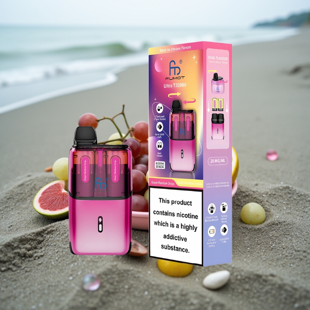 Fumot Ultra T32000 Disposable Vape Winogrono Rainbow Drops - Truskawka Rainbow Drops 32000 zaciągnięć 800mAh 24ml Type-C 20mg Mesh Coil