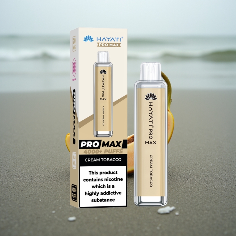 Hayati Pro Max 4000 Puffs Disposable Vape Kremowy Tytoń 1400mAh Dual Coil LED