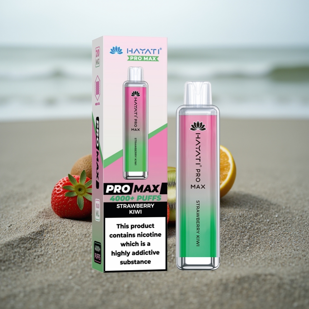 Hayati Pro Max 4000 Puffs Disposable Vape Truskawka Kiwi 1400mAh Dual Coil LED