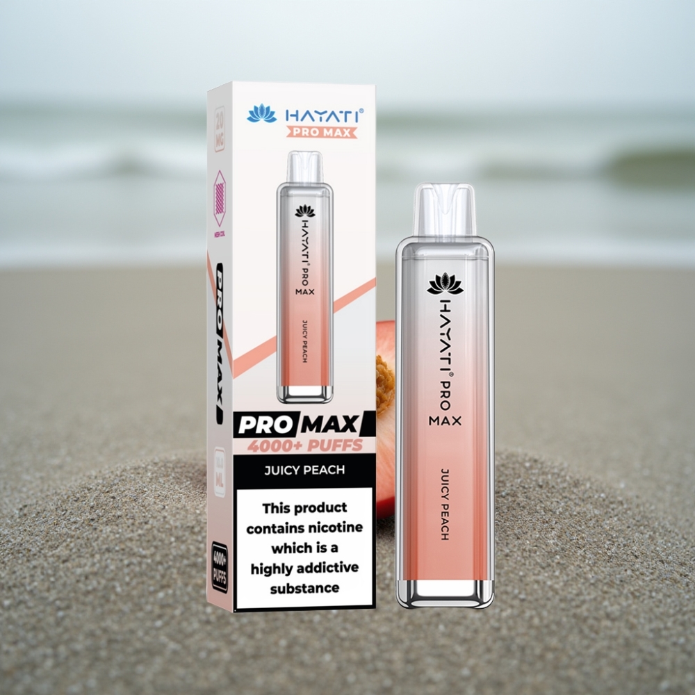 Hayati Pro Max 4000 Puffs Jednorazowe E-Papierosy Soczysta Brzoskwinia 1400mAh LED