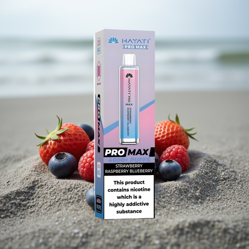 Hayati Pro Max 4000 Puffs Jednorazowe E-papierosy Truskawka Malina Borówka 1400mAh 2ml/10ml Dual Coil 11 Ohm