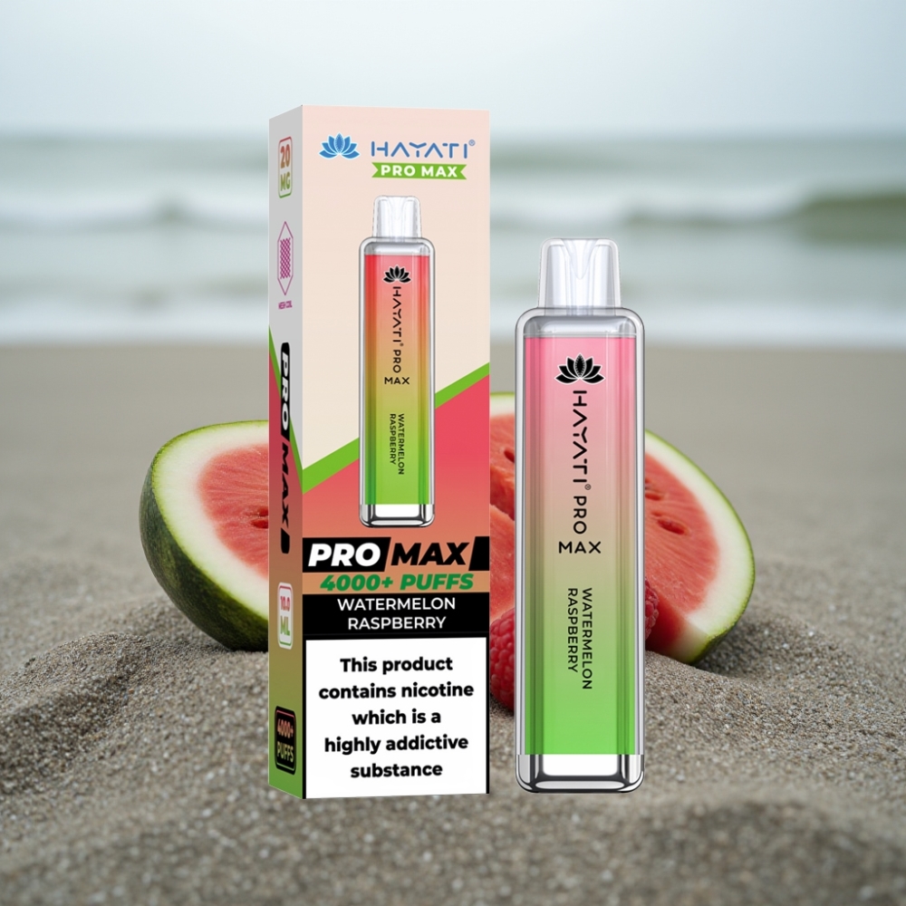 Hayati Pro Max 4000 Puffs Jednorazowy E-Papieros Arbuz Malina 1400mAh 2/5 Nikotyna