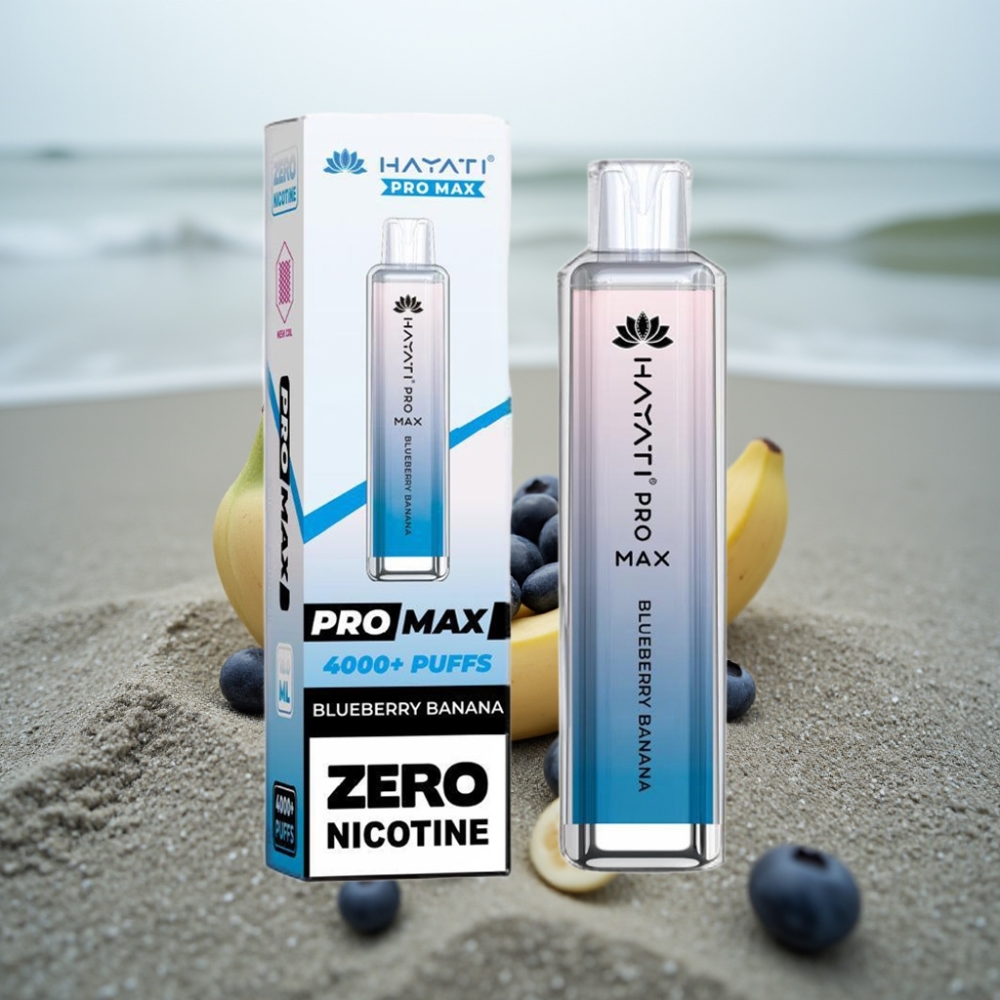 Hayati Pro Max 4000 Puffs Jednorazowy E-papieros Borówka Banan z Akumulatorem 1400mAh Dual Coil 11 Ohm