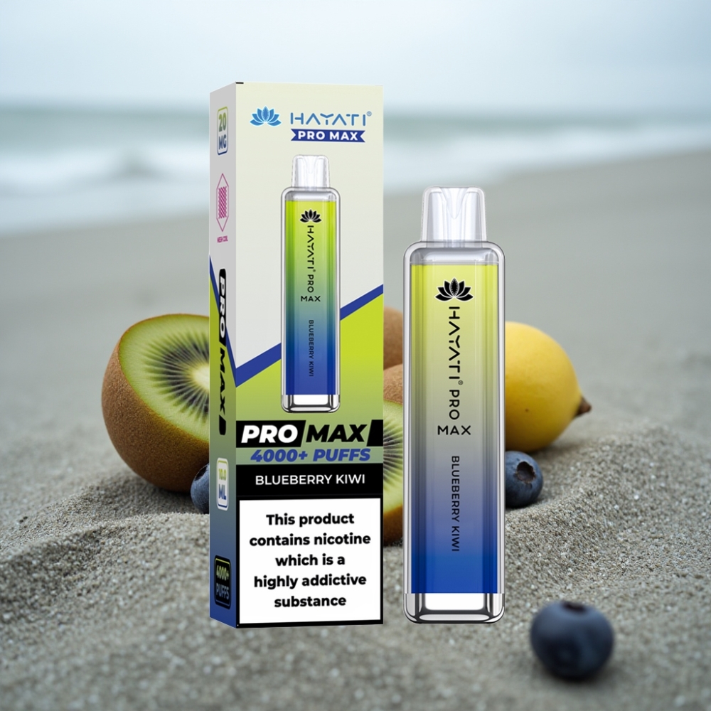 Hayati Pro Max 4000 Puffs Jednorazowy E-papieros Borówka Kiwi 1400mAh Dual Mesh Coil