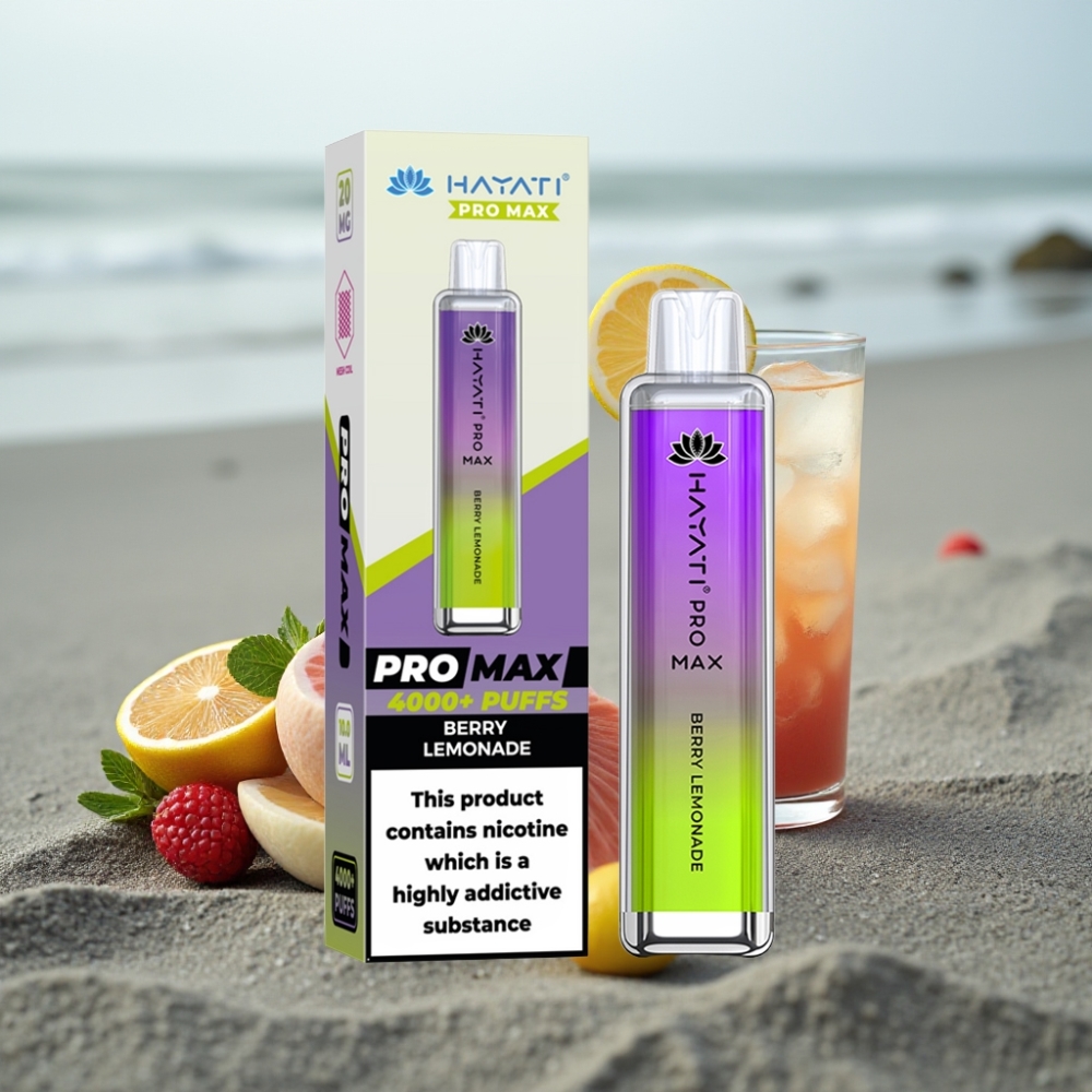Hayati Pro Max 4000 Puffs Jednorazowy E-papieros Malina Lemoniada 1400mAh 2ml/10ml Dual 11 Ohm LED