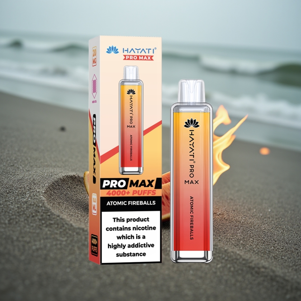 Hayati Pro Max 4000 Puffs Jednorazowy E-papieros Ogniste Kule z Akumulatorem 1400mAh i Smakiem Atomic Fireballs