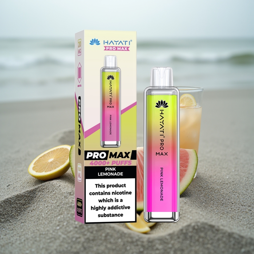 Hayati Pro Max 4000 Puffs Jednorazowy E-papieros Różowa Lemoniada z Baterią 1400mAh i LED