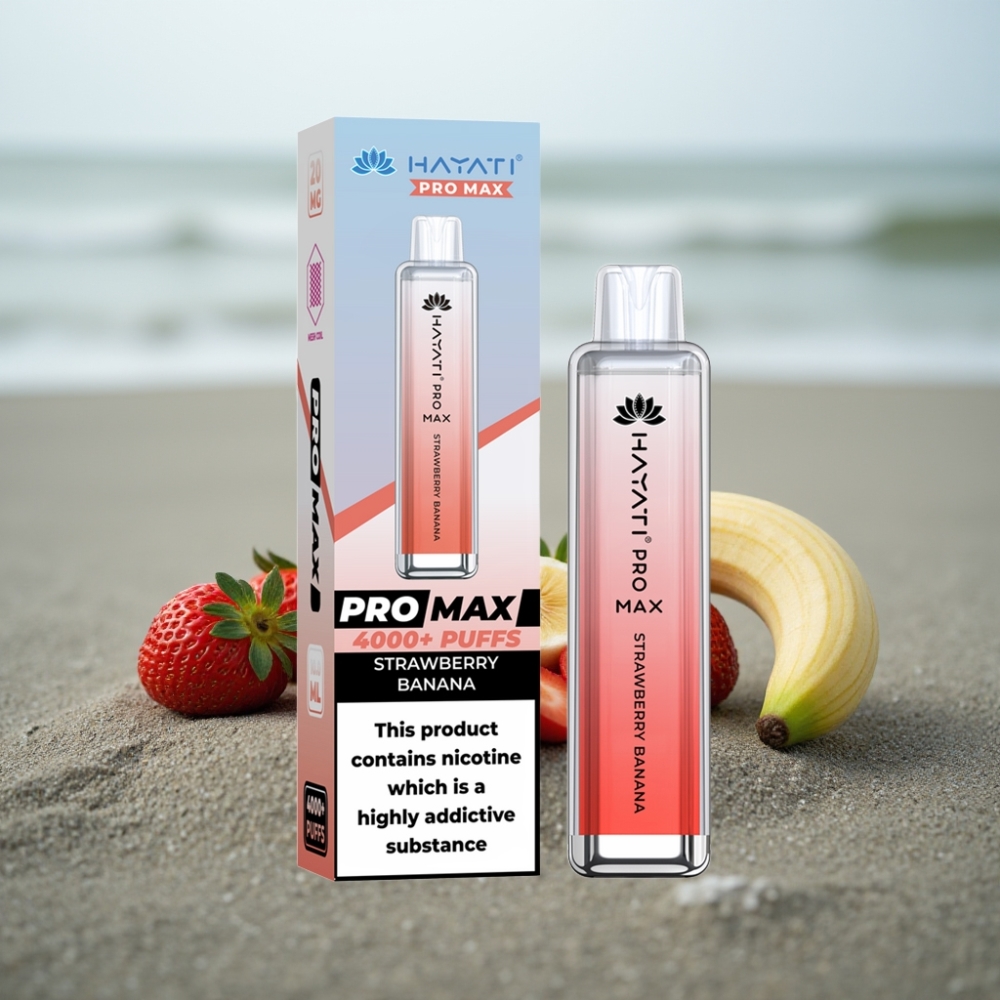Hayati Pro Max 4000 Puffs Jednorazowy E-papieros Truskawka Banan z Baterią 1400mAh i LED