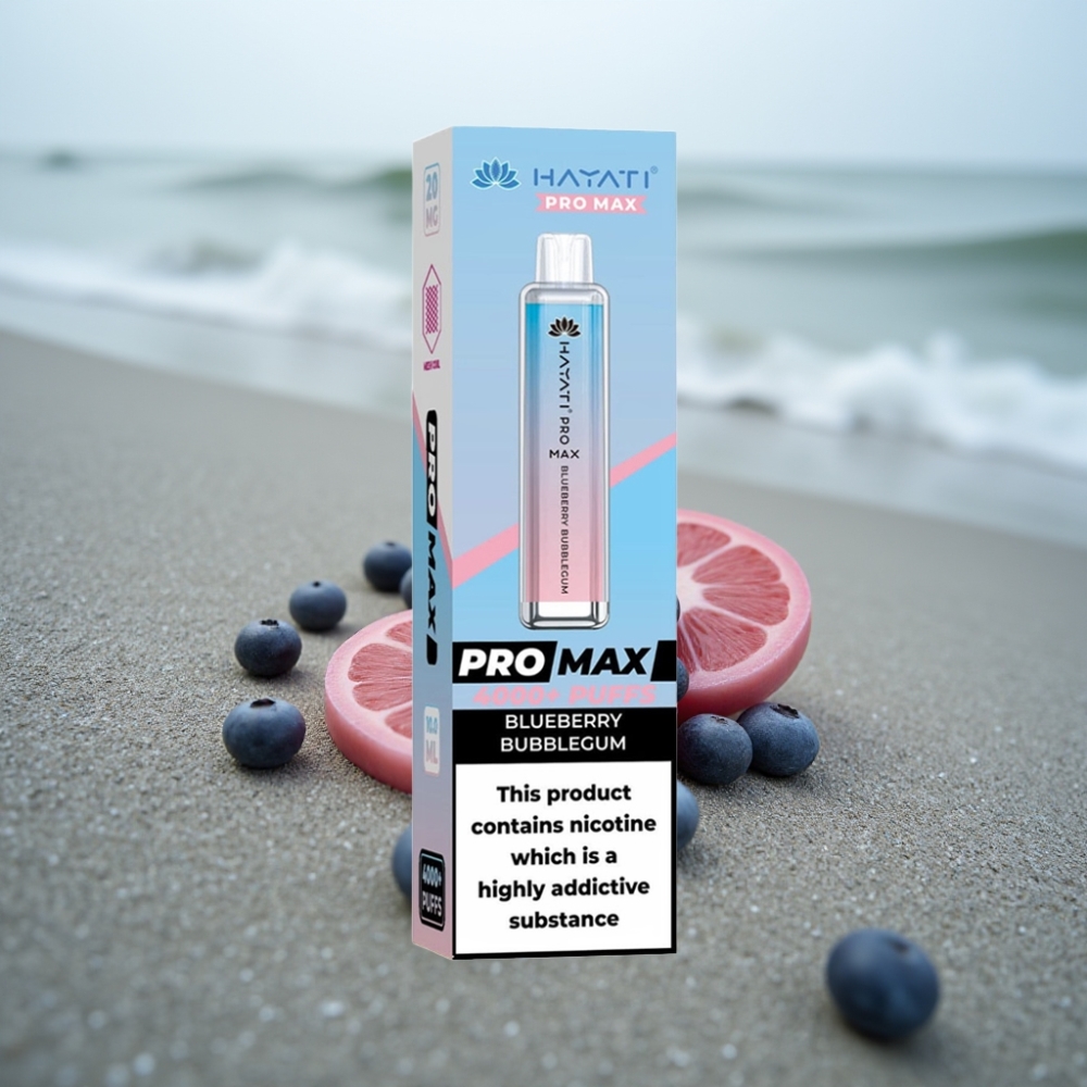 Hayati Pro Max 4000 Puffs Smak Borówka-Guma Balonowa 1400mAh Dual Coil 11 Ohm