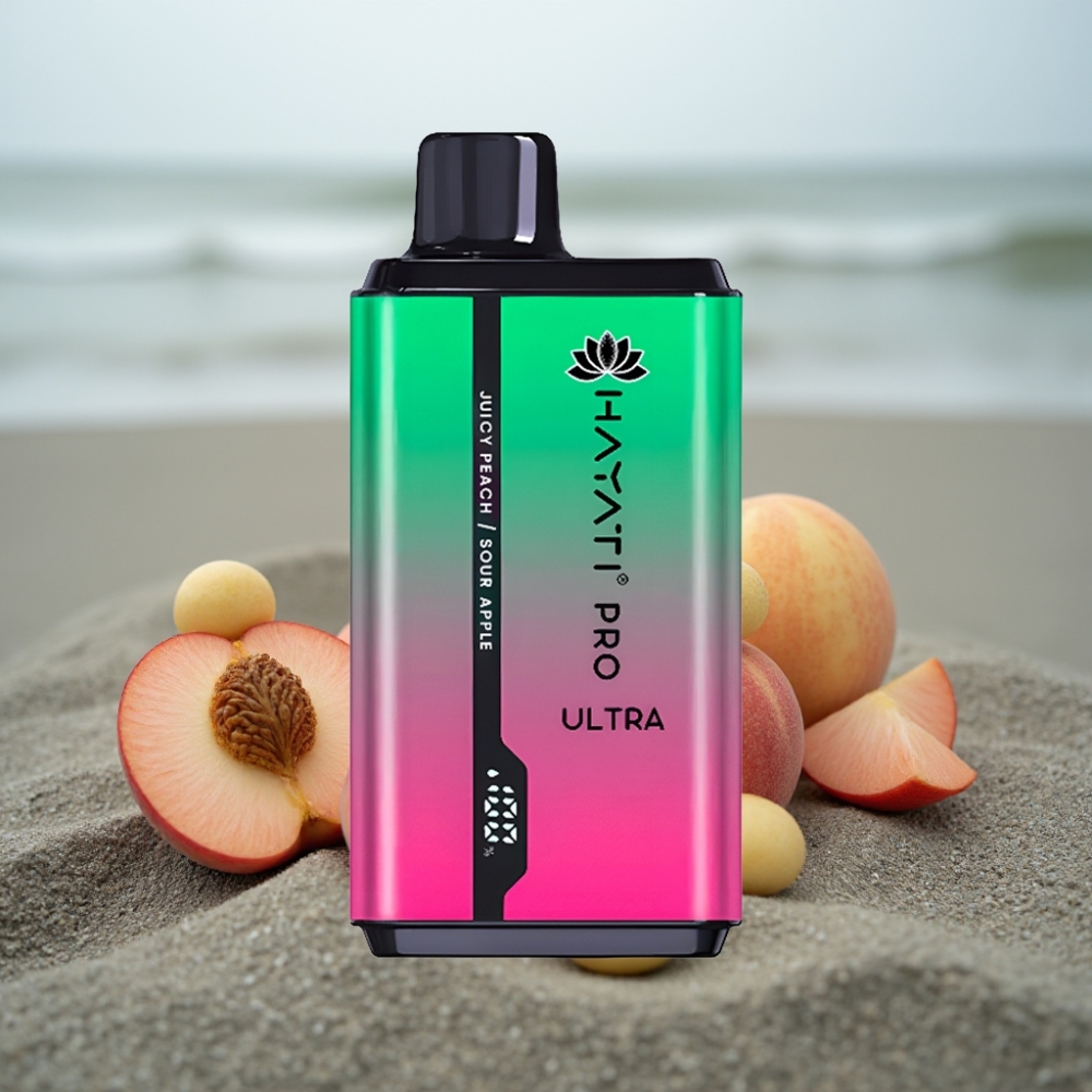 Hayati Pro Ultra 15000 Puffs 850mAh 2×12ml 2 Smak Kwaśne Jabłko Soczysta Brzoskwinia