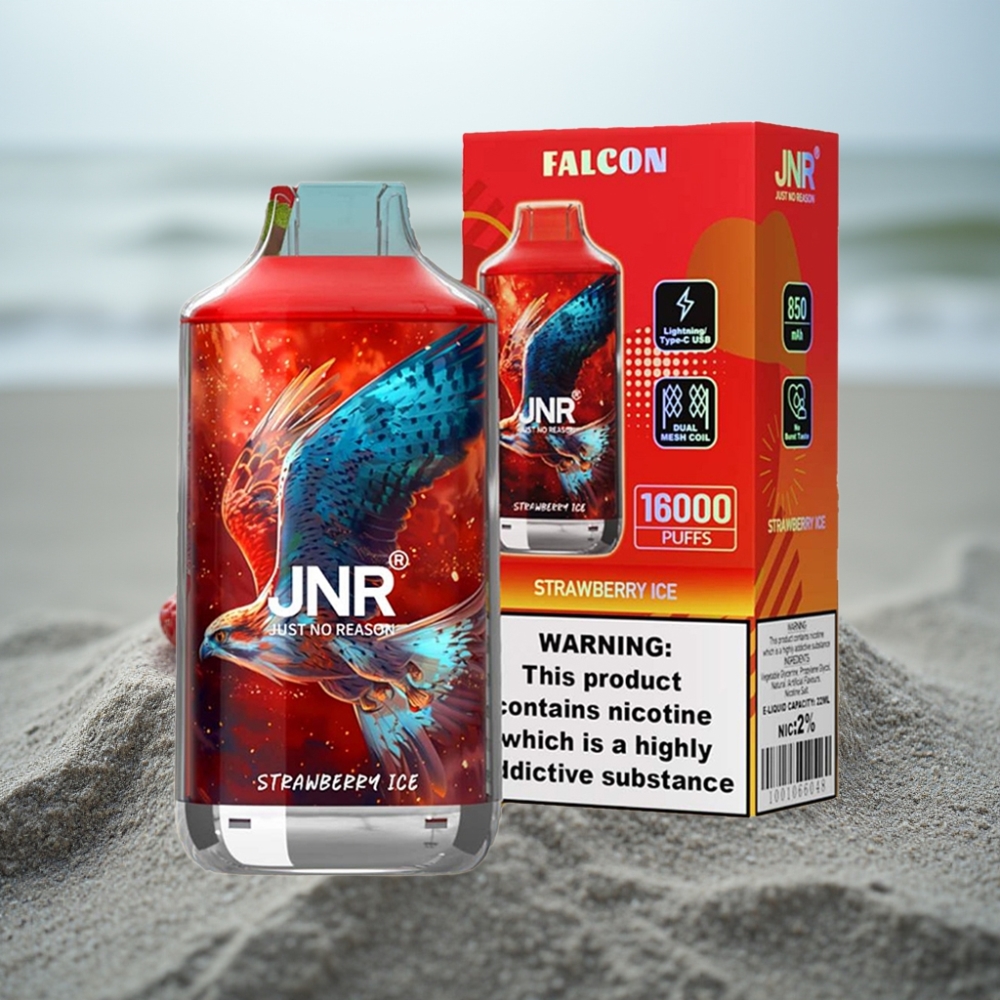 JNR Falcon 16000 Puffs Dual Mesh Coil Truskawkowy Lód 22ml 850 mAh Type C